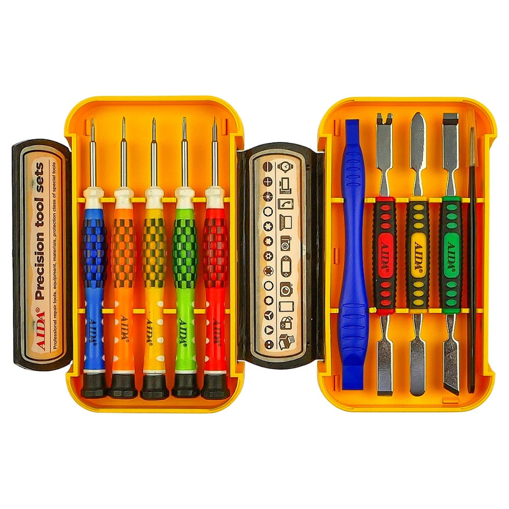 Набір інструментів Aida AD-3010 (відвертки: Y0.6, -2.0, +1.2, *0.8, *1.2, 4 двосторонні лопатки, пінцет, фото 1