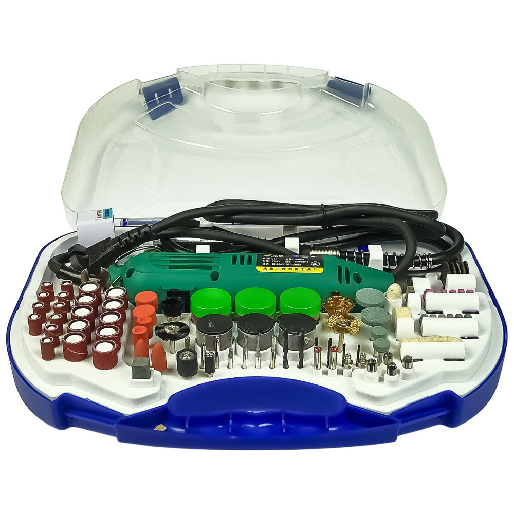 Бормашина в кейсі AIDA A-063 8000-31000 об/хв, 220V, з набором насадок для гравіювання, шліфування, полірування, фото 1