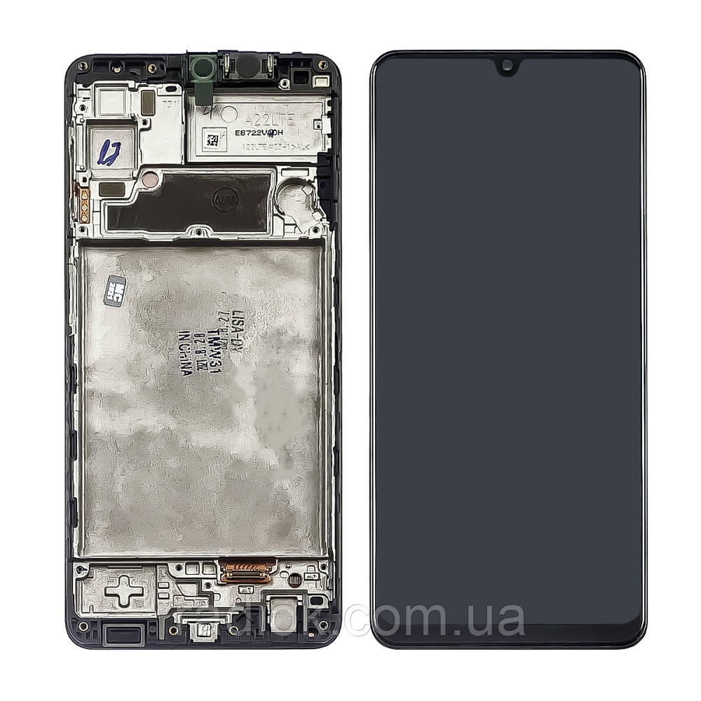 Дисплей для Samsung A225 Galaxy A22 (2021) з чорним тачскрином і корпусною рамкою OLED