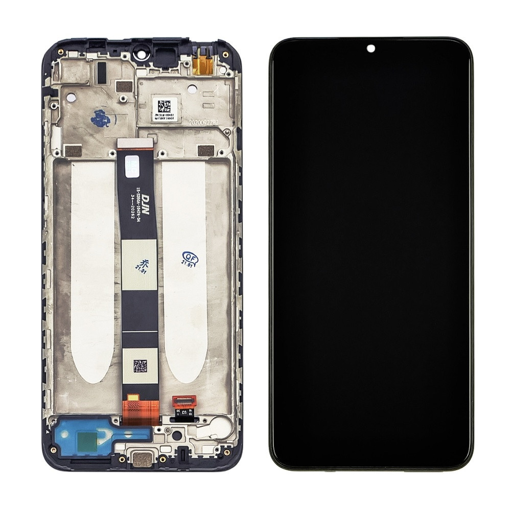 Дисплей для Xiaomi Redmi 9A/9C з чорним тачскрином і корпусною рамкою, фото 1