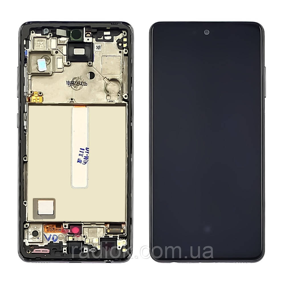 Дисплей для Samsung A525 Galaxy A52 (2020) з чорним тачскрином і сірою корпусною рамкою (з широким обідком)