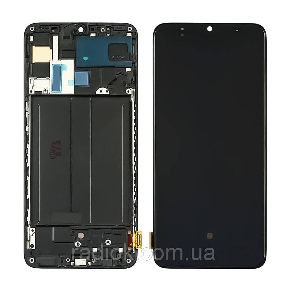 Дисплей для Samsung A705 Galaxy A70 (2019) з чорним тачскрином і чорною корпусною рамкою (з широким обідком)