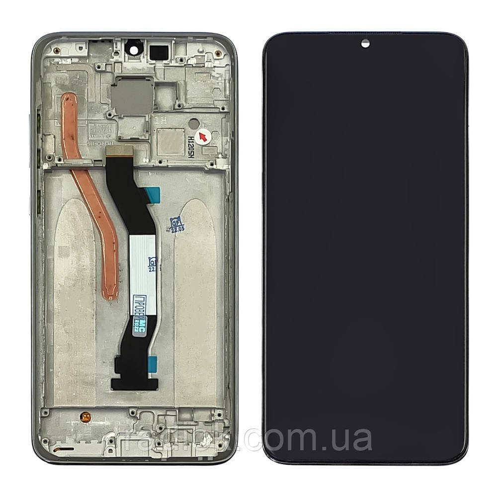 Дисплей для Xiaomi Redmi Note 8 Pro з чорним тачскрином і сріблястою корпусною рамкою