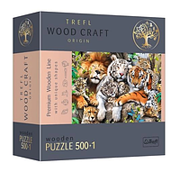 Пазли дерев'яні Trefl Wood craft Дикі кішки в джунглях, (500+ 1 елм.) 20152 (Trefl)