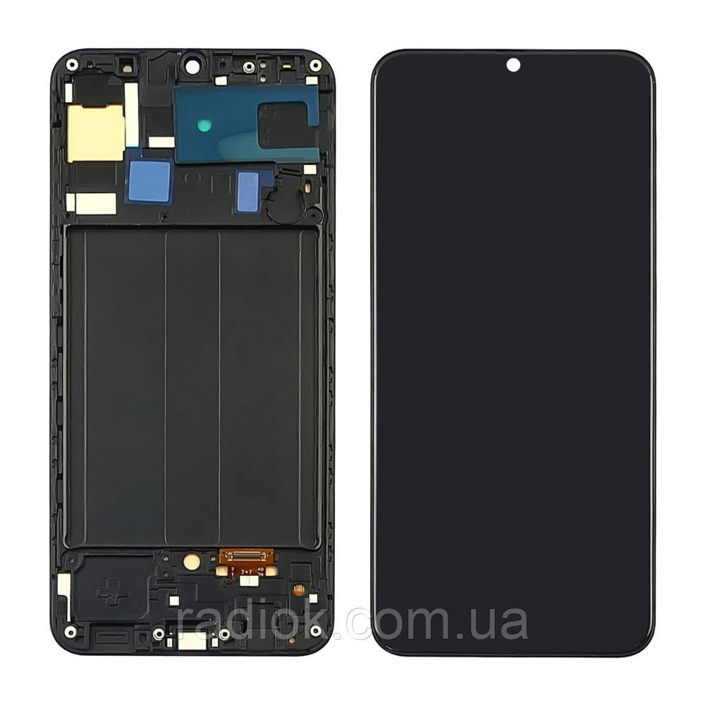 Дисплей для Samsung A305 Galaxy A30 (2019) з чорним тачскрином і корпусною рамкою OLED