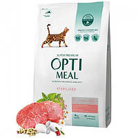 Сухой корм для стерилизованных кошек и кастрированных котов Говядина и Сорго 4 кг OPTIMEAL ОПТИМИЛ
