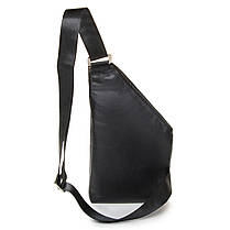 Сумка-слінг cross body чоловіча шкіряна чорна через плече на один відділ із кишенею Brotton 2918-1A, фото 5