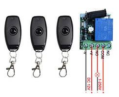 Бездротовий пульт дистанційного керування з модулем-приймачем DC 12v на 1 релі 220v 3 пульт з 1 кнопкою