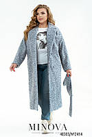 Стильне пальто демісезонне з поясом на підкладці з 46 по 68 розмір, фото 2