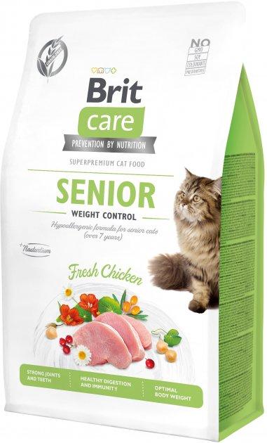 Сухий корм для літніх кішок із надмірною вагою Brit Care Cat GF Senior Weight Control з куркою 0.4 кг