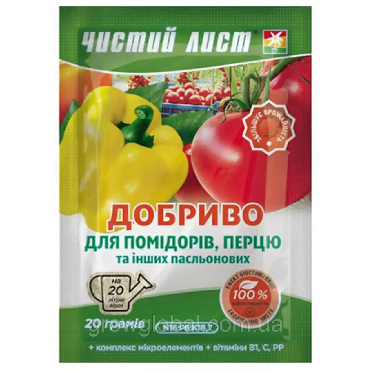 Добриво для томатів і перцю 20 г «Чистий аркуш», оригінал