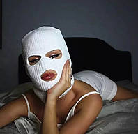 Балаклава маска Хуліганка 3 (Шапка-Балаклава 2 в 1, Мафія, Вор, Бандит, 3 отвори) Біла, Reis One size