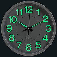 Часы настенные светящиеся круглые для дома кварцевые тихие Losso Premium Lumin CW-30 - Белые (белый ободок)