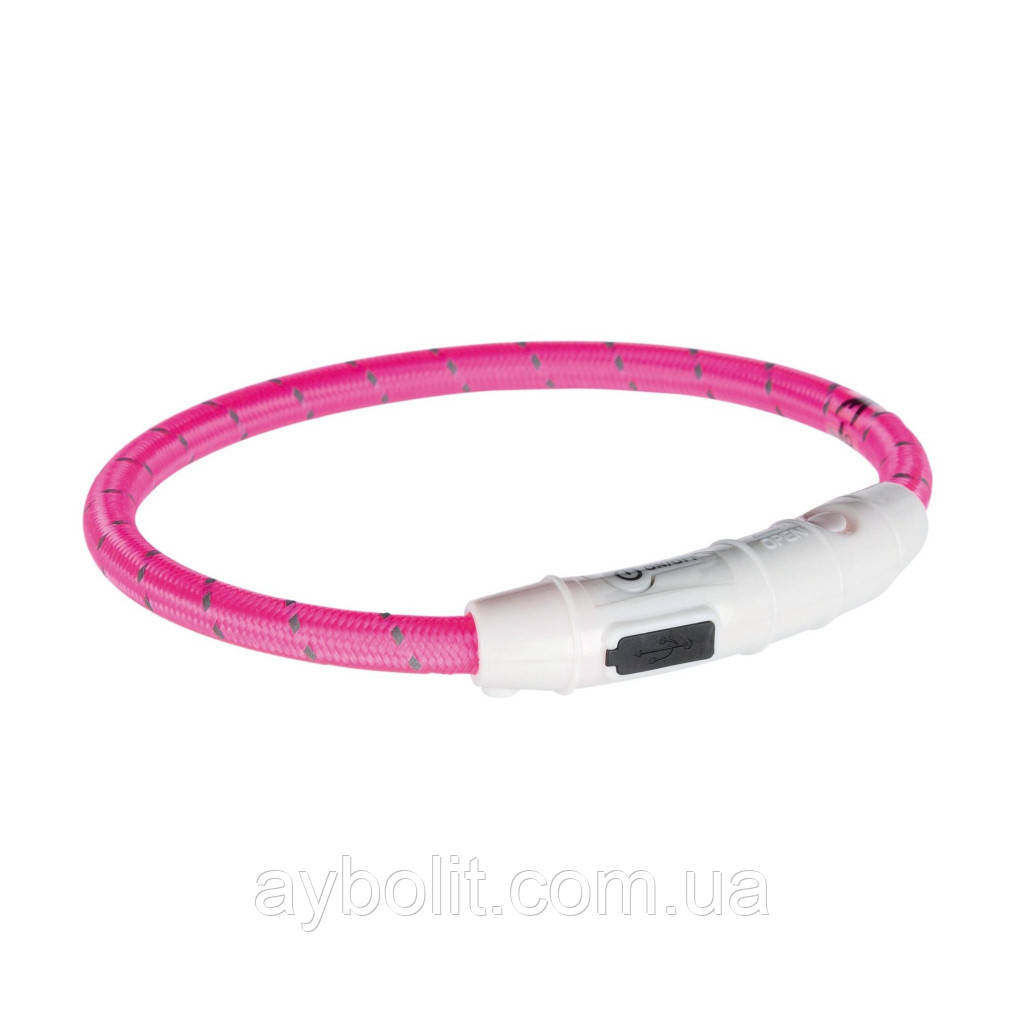 Нашийник Trixie 12708 світний з USB L-XL 65 см 7 мм Рожевий, фото 1
