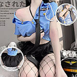 Сексуальний ігровий костюм поліцейської спідниця, блуза, краватка, фото 2