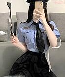 Сексуальний ігровий костюм поліцейської спідниця, блуза, краватка, фото 6