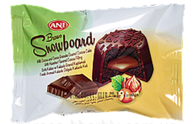 Кекс шоколадный с шоколадным кремом в шоколадной глазури с лесным орехом ANI «BRAWO SNOWBOARD» 24 шт - фото 2 - id-p1696090463