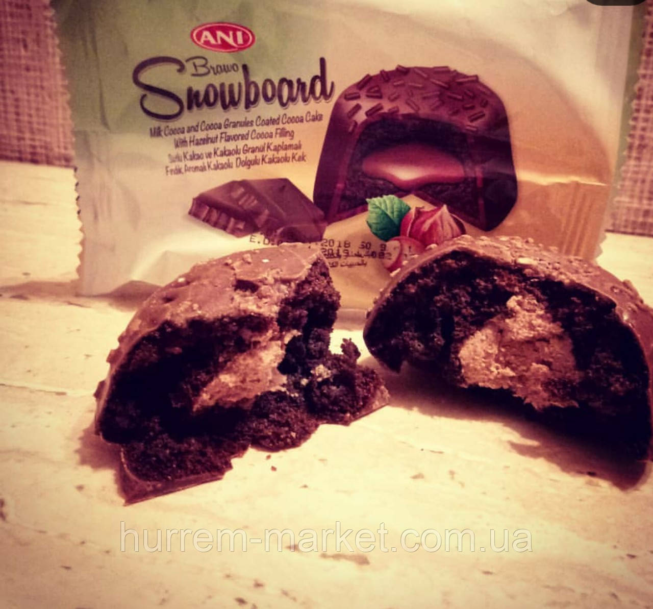 Кекс шоколадный с шоколадным кремом в шоколадной глазури с лесным орехом ANI «BRAWO SNOWBOARD» 24 шт - фото 4 - id-p1696090463