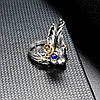 Жіноча каблучка Заєць Кролик з синіми очима на вухах сережки і з морквинами ручна робота розмір регульований, фото 8