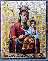 Ікона Божої Матері Ктиторська писана на позолоченому різьбленому фоні