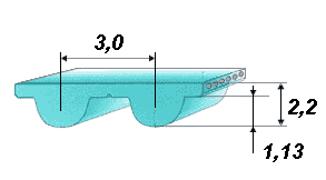 Зубчатый ремень HTD 3M профиль чертеж