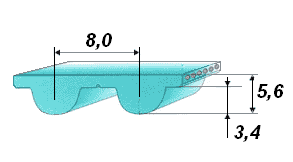 Зубчатый ремень HTD 8M профиль чертеж