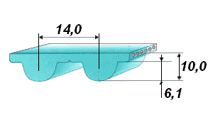 Зубчатый ремень HTD 14M профиль чертеж