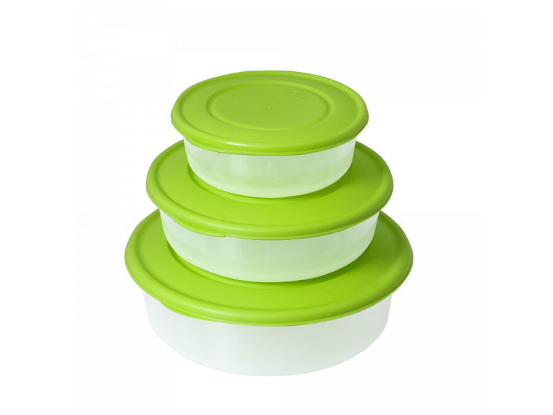 Набор Контейнеров для Пищевых Продуктов Круглых "3 в 1" (_пр./оливк ...