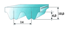 Зубчатый ремень RPP14 профиль чертеж