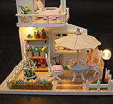 Ляльковий дерев`яний будиночок CuteBee. Конструктор мініатюрний ляльковий будиночок з підсвічуванням 20x17x16.5см, фото 7