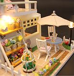 Ляльковий дерев`яний будиночок CuteBee. Конструктор мініатюрний ляльковий будиночок з підсвічуванням 20x17x16.5см, фото 9