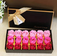 Подарочный набор мыла в виде лепестков роз, мыльные розы. Розы из мыла 18шт розовые