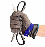 Кільчужна рукавичка RESTEQ S з нержавіючої сталі, рукавички від порізів, захисні порізостійкі, фото 4