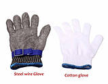 Кільчужна рукавичка RESTEQ S з нержавіючої сталі, рукавички від порізів, захисні порізостійкі, фото 5