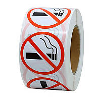 Стикеры Не курить RESTEQ 500 шт. в рулоне. Наклейка Не курить