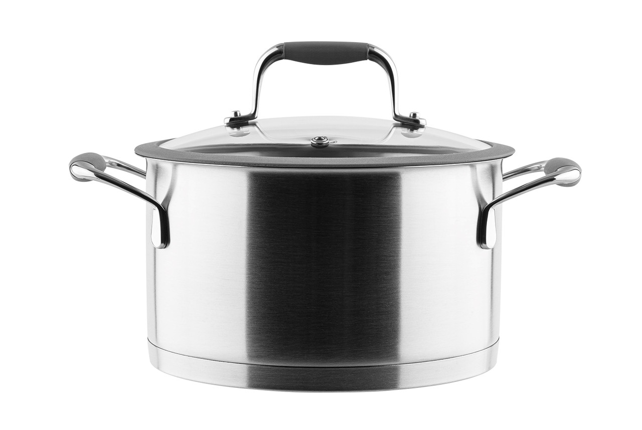 Каструля Vinzer Profi 50184, 3.4 л, 20 см, з нержавіючої сталі з кришкою, для всіх типів плит