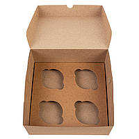 Коробка 200х200х90 (на 4 капкейка) без вікна, крафт