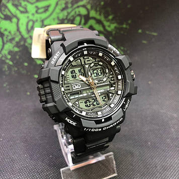 Водонепроникний та протиударний наручний годинник військовий з підсвіткою Q&Q DE10 Оригинал