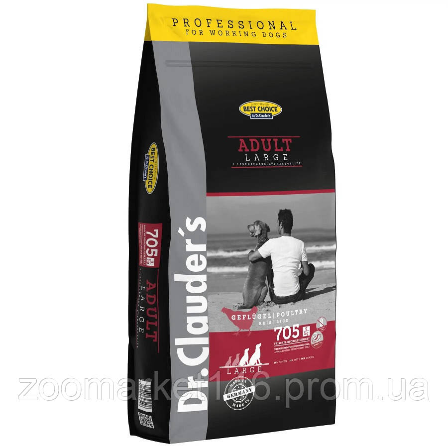 Dr.Clauder’s Best Choice Adult Large, сухий корм для собак крупних порід, рис + дом.птиця, 20 кг