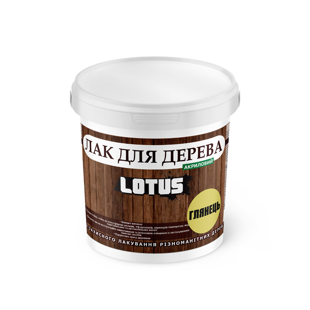 Лак акриловий для дерева LOTUS Прозорий Глянцевий 0.5 л
