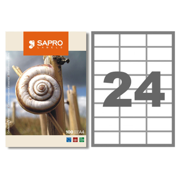 Самоклеючий папір Sapro S2002 (формат А4, 24 поділів) 100аркушів