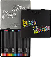 Карандаши цветные Faber-Castell Black Edition colour pencils 24 цв. черное дерево, метал. коробка, 116425