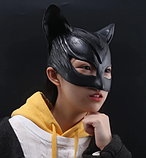 Маска Жінки Кішки, Catwoman, чорна напівлицьова латексна маска, супергерой з коміксів про Бетмена, DC Comics, фото 2