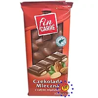 Шоколад ФІН КАРРЕ Молочний з Мигдалем (подрібленим) 100г/56шт