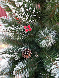 Ялинка на пні Елітна 2.20м з шишкам, перлинами, кристалом та інеєм // Ялинка на натуральному стовбурі, фото 3