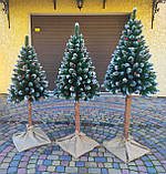 Ялинка на пні Елітна 2.20м з шишкам, перлинами, кристалом та інеєм // Ялинка на натуральному стовбурі, фото 6