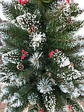 Ялинка на пні Елітна 2.20м з шишкам, перлинами, кристалом та інеєм // Ялинка на натуральному стовбурі, фото 10
