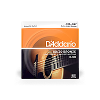 Струны для акустической гитары D'ADDARIO EJ10 80/20 BRONZE EXTRA LIGHT (10-47)