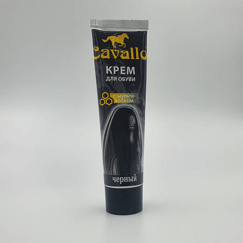 Cavallo крем для кожаной обуви с пчелиным воском в тубе 50 мл черный и ...