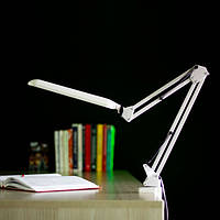 Настольная светодиодная лампа для учебы маникюра белая на струбцине
